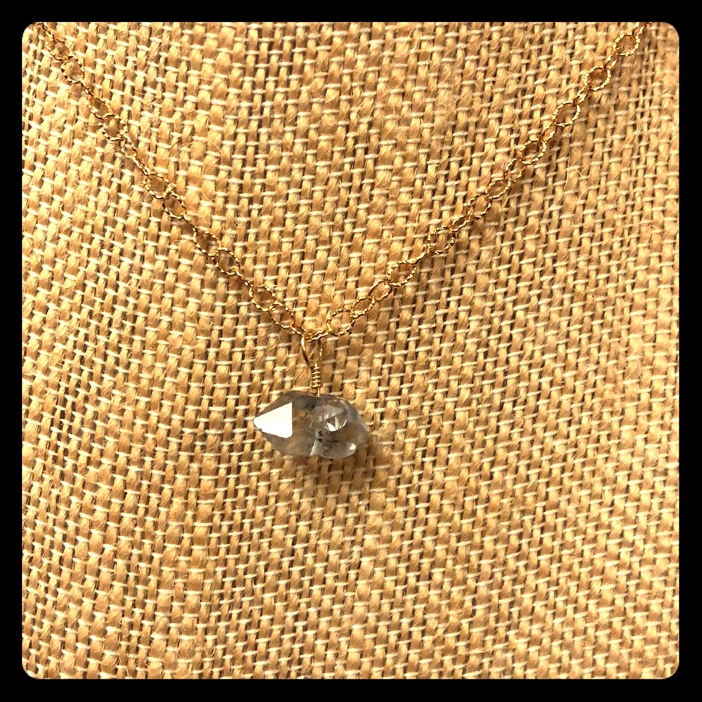 Dainty Herkimer diamond on gold filled chain